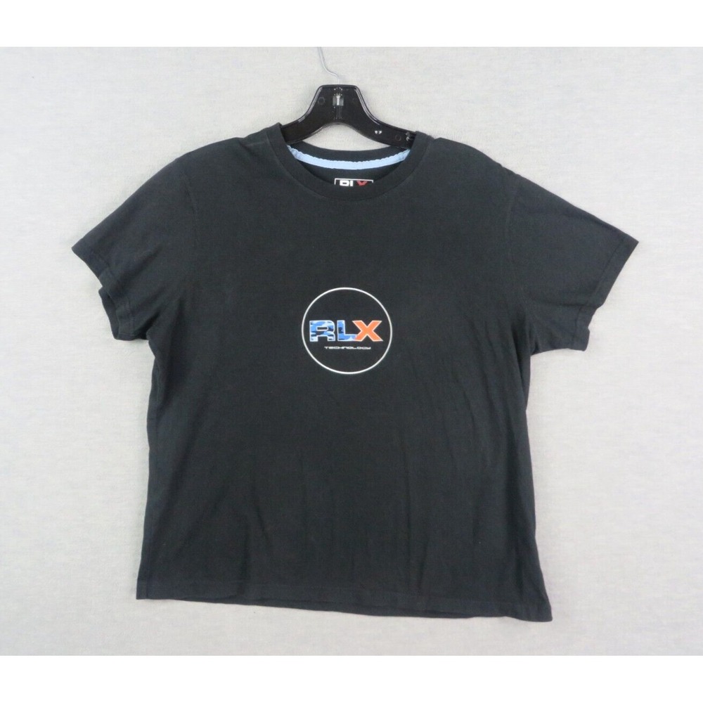 RLX Womens Shirt XL Black Short Sleeve Crew Pullover Logo Active Preppy Casual